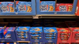 Packages of Chips Ahoy Cookies are displayed next to Aldi Supermarket's Benton's brand cookies on May 30, 2025 in Burbank, California. Snack food maker Mondelez International is suing German supermarket chain Aldi for allegedly copying the packaging of its cookie and cracker brands. The federal lawsuit filed earlier this week in Illinois is seeking monetary damages and a court order to stop Aldi from selling products that infringe on its trademarks.