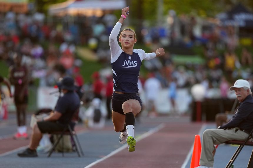 A.B. Hernandez competes in the girls triple jump Friday.