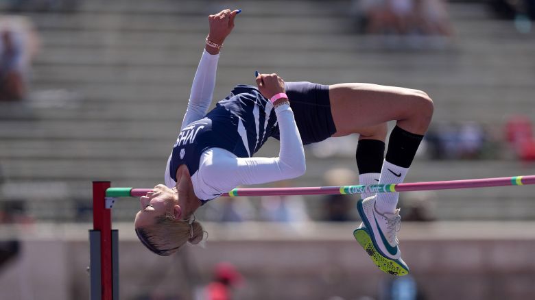 A.B. Hernandez of Jurupa Valley competes in the girls high jump during the CIF State Track and Field Championships at Veterans Memorial Stadium in Clovis, California, on Friday.