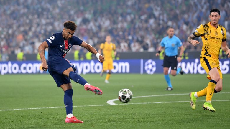 MUNICH, GERMANY - MAY 31: Desire Doue of Paris Saint-Germain scores his team's second goal during the UEFA Champions League Final 2025 between Paris Saint-Germain and FC Internazionale Milano at Munich Football Arena on May 31, 2025 in Munich, Germany. (Photo by Justin Setterfield/Getty Images)