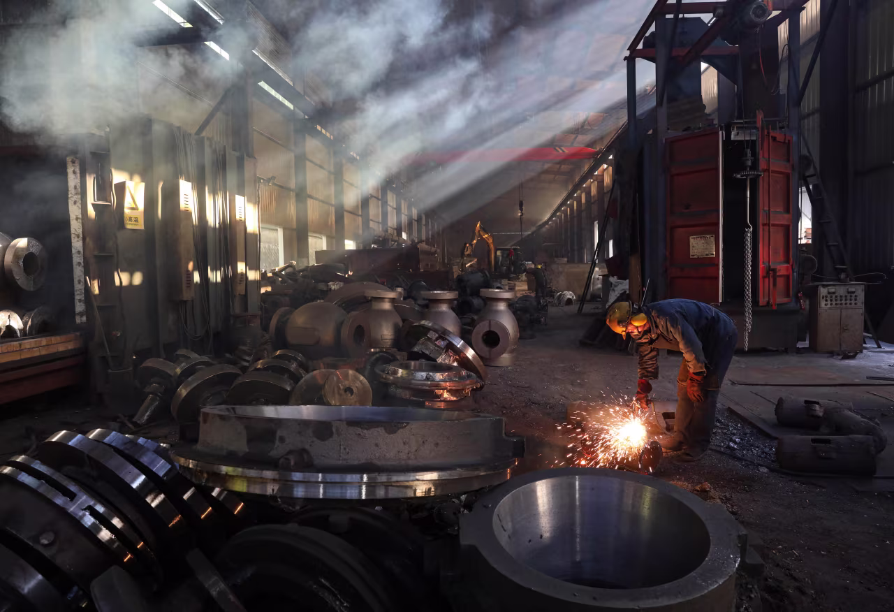 A steel machinery factory in Hangzhou in China on June 6.