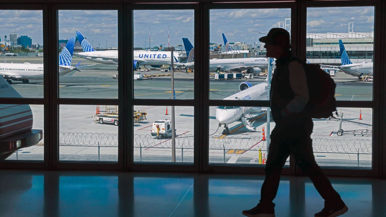 People move through Newark Liberty International Airport in Newark, New Jersey.