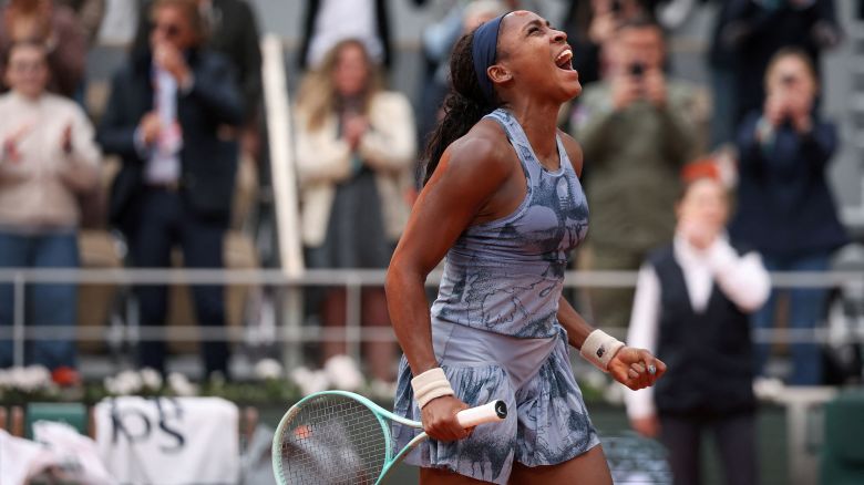 US Coco Gauff celebrates after winning the French Open.
