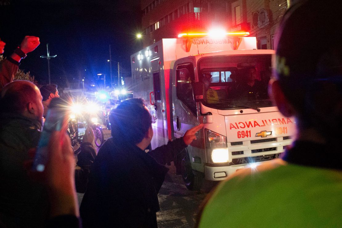 Miguel Uribe is transported in an ambulance after being shot.