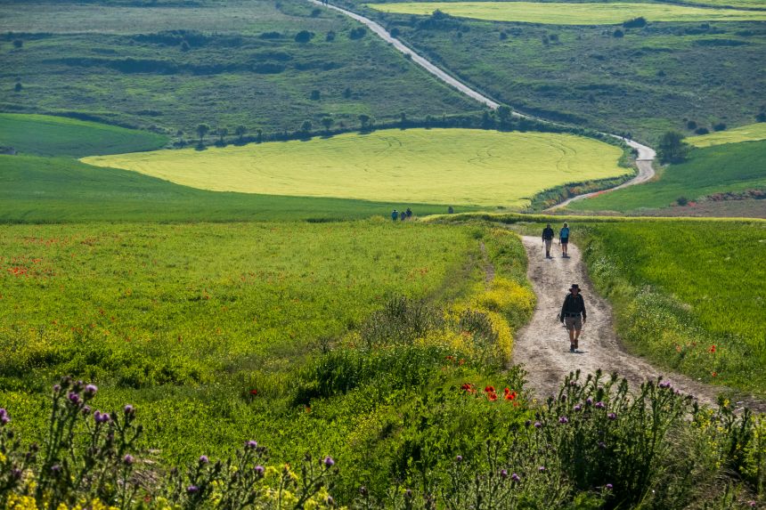 American Nicole Hernandez asked many questions about U.S. politics as she traveled along the Camino de Santiago, near the Spanish town of Burgos.