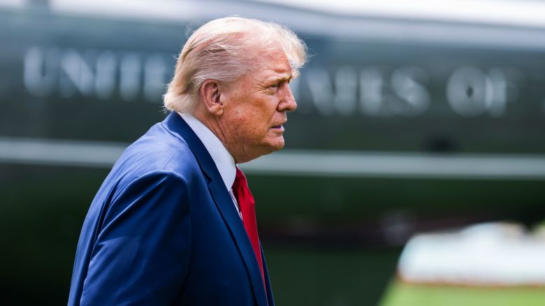 President Donald Trump arrives at the White House from Camp David on June 9.