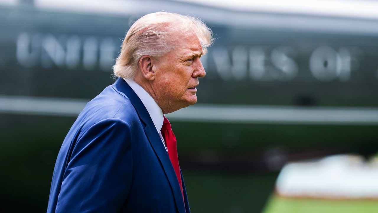 President Donald Trump arrives at the White House from Camp David on June 9.
