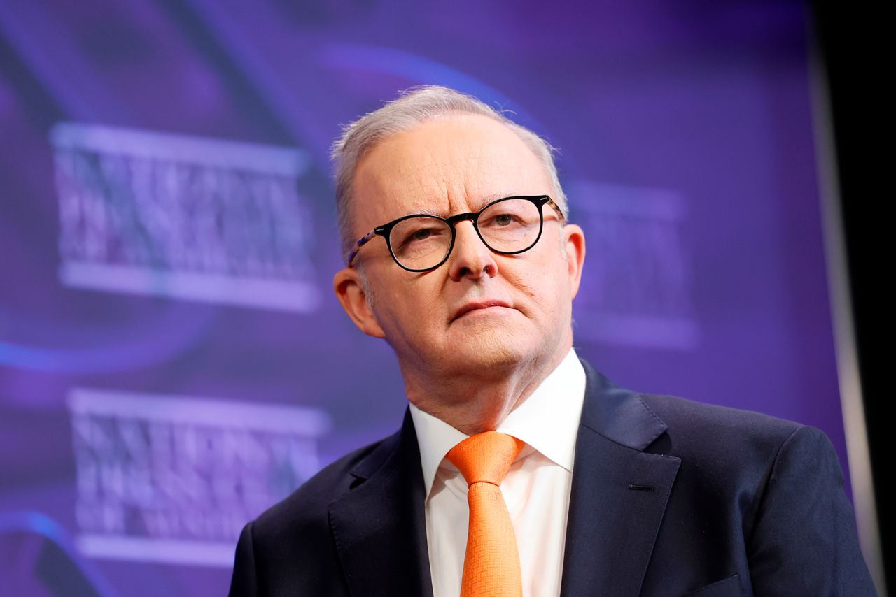 Anthony Albanese, Australia's prime minister, during an address at the National Press Club in Canberra, Australia, on Tuesday.