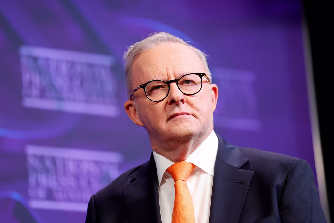 Anthony Albanese, Australia's prime minister, during an address at the National Press Club in Canberra, Australia, on Tuesday.