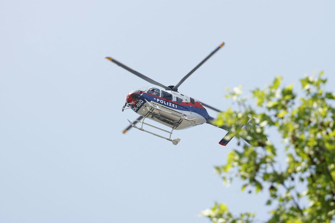 A police helicopter in the air close where the incident took place.