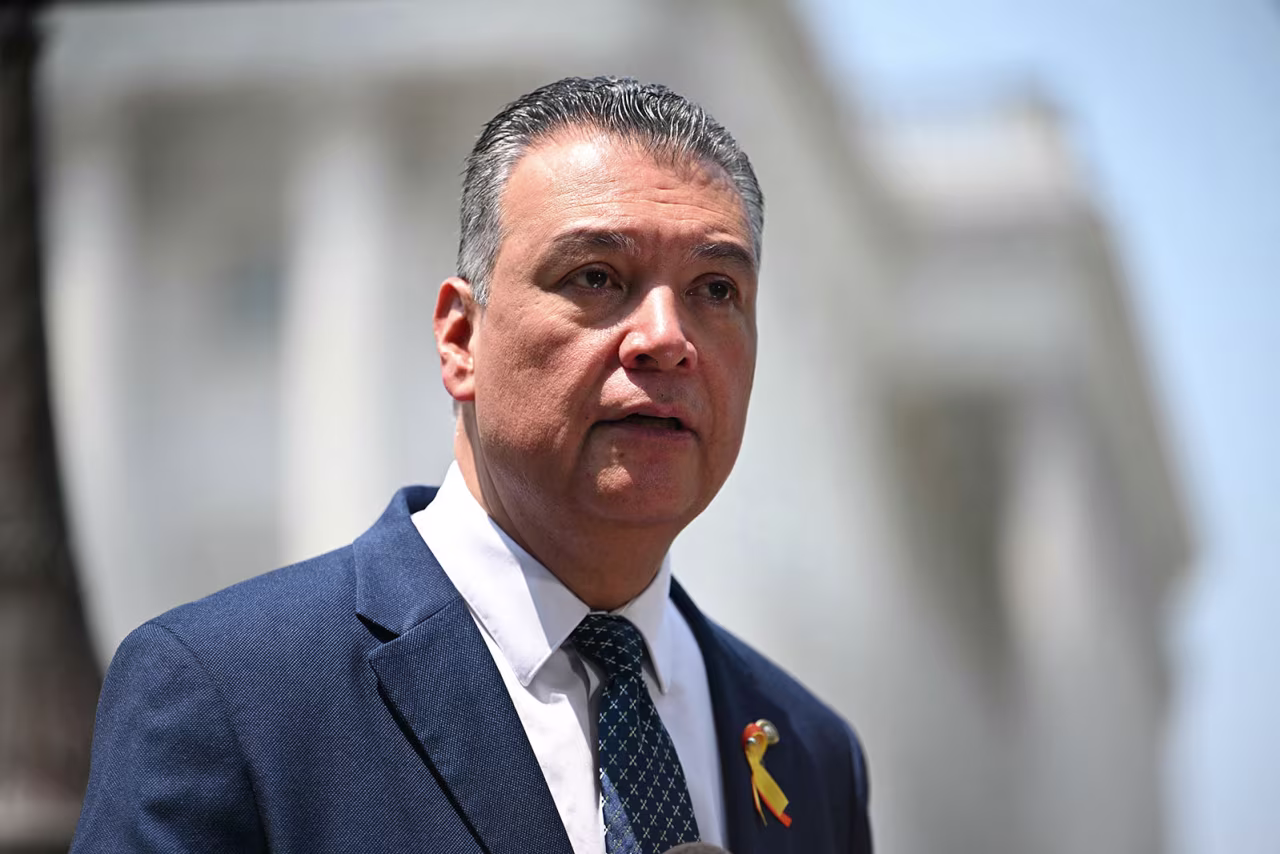 US Senator Alex Padilla, Democrat from California speaks during a news conference with immigration experts, DACA recipients, and Dreamers to mark the 13th anniversary of the Deferred Action for Childhood Arrivals (DACA) program in Washington, DC on June 11, 2025.