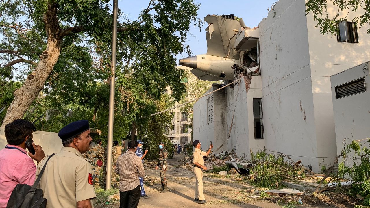 The back of Air India flight 171 is pictured at the site after it crashed in a residential area near the airport in Ahmedabad on June 12, 2025. A London-bound passenger plane crashed in the Indian city of Ahmedabad on June 12 and all 242 people on board were believed killed, with the jet smashing into buildings housing doctors and their families.