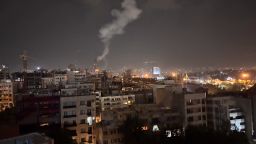 Smoke rises from a location allegedly targeted in Israel's wave of strikes on Tehran, Iran, on early morning of June 13, 2025. (Photo by SAN / Middle East Images via AFP) (Photo by SAN/Middle East Images/AFP via Getty Images)          