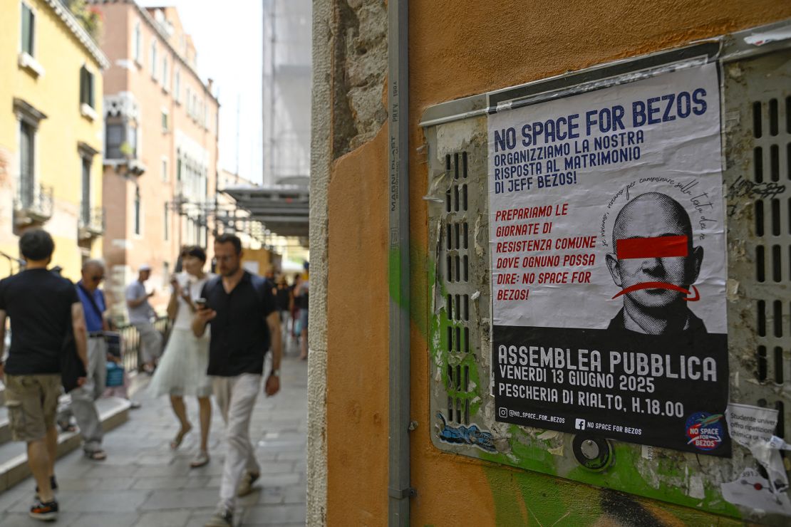 Protesters have vowed to block the Bezos wedding from parts of Venice.