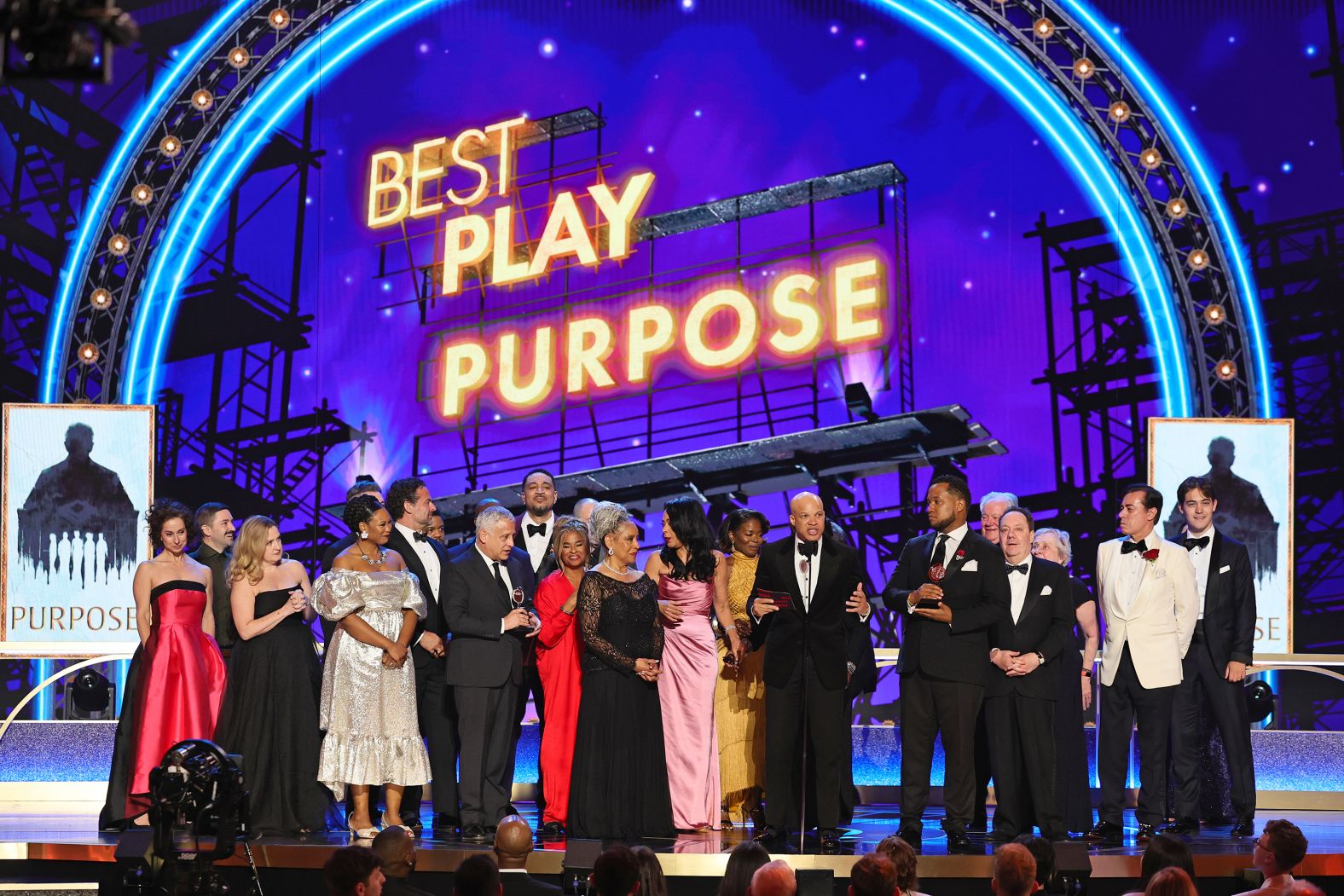 Glenn Davis accepts the best play award for "Purpose."