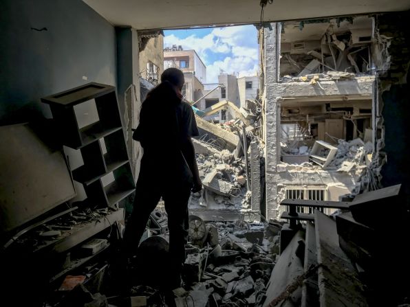 Residential buildings are damaged in Tehran.