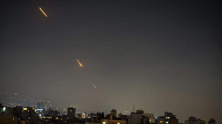 Iranian missiles face off Israeli interceptive missiles over Beirut, Lebanon, on June 13, 2025. (Photo by Nael Chahine / Middle East Images via AFP) (Photo by NAEL CHAHINE/Middle East Images/AFP via Getty Images)          