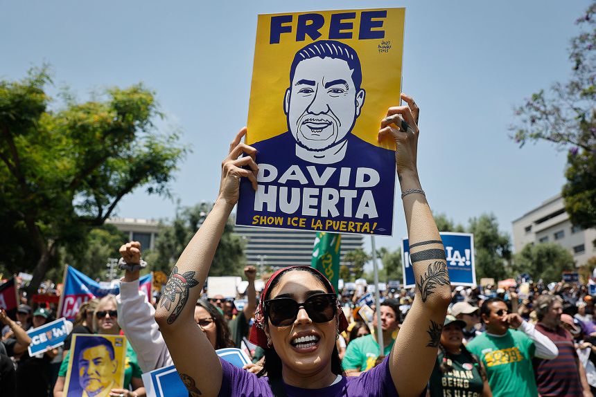 Union members and supporters rallied nationwide Monday, calling for Huerta's release.