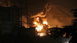 A fire blazes in the oil depots of Shahran, northwest of Tehran, on June 15, 2025. Israel and Iran exchanged fire on June 14, a day after Israel unleashed an unprecedented aerial bombing campaign that Iran said hit its nuclear facilities, "martyred" top commanders and killed dozens of civilians. (Photo by ATTA KENARE / AFP) (Photo by ATTA KENARE/AFP via Getty Images)
