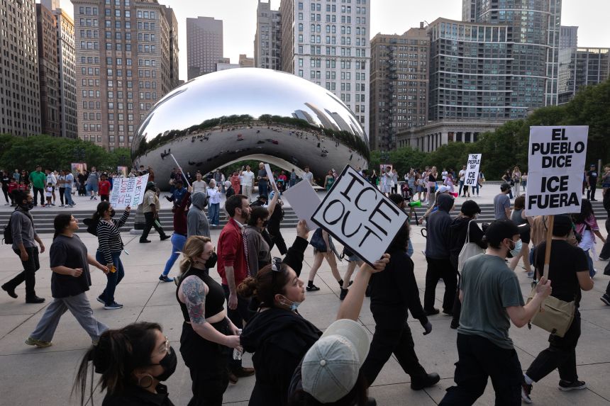 Protesters demonstrated against immigration action in Chicago this week.