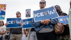 LOS ANGELES, CALIFORNIA - JUNE 11: People attend a news conference and rally at a closed car wash where workers were detained in U.S. Immigration and Customs Enforcement (ICE) raids in West Los Angeles over the weekend on June 11, 2025, in Los Angeles, California. Tensions in the city remain high with daily protests after the Trump istration called in the National Guard and the Marines against the wishes of Gov. Gavin Newsom and city leaders. (Photo by Spencer Platt/Getty Images)