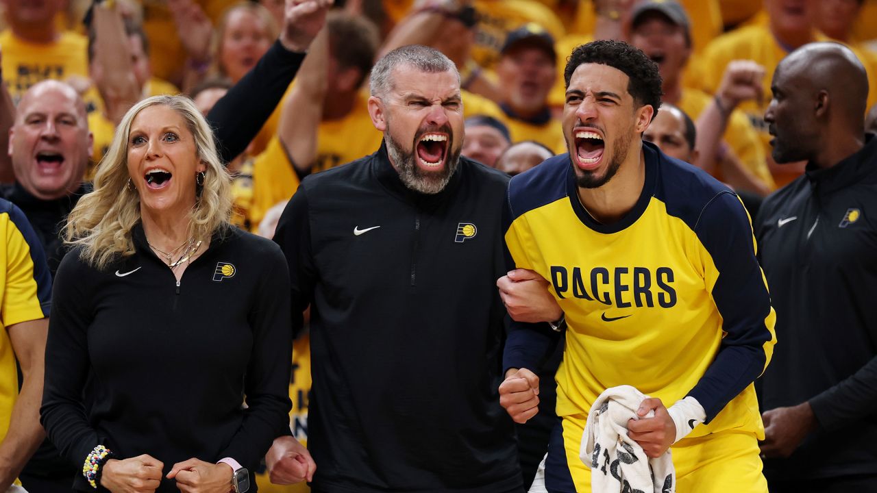 Indiana Pacers star Tyrese Haliburton was fired up from the bench during Indiana's win over the Oklahoma City Thunder in Game 3 of the 2025 NBA Finals.