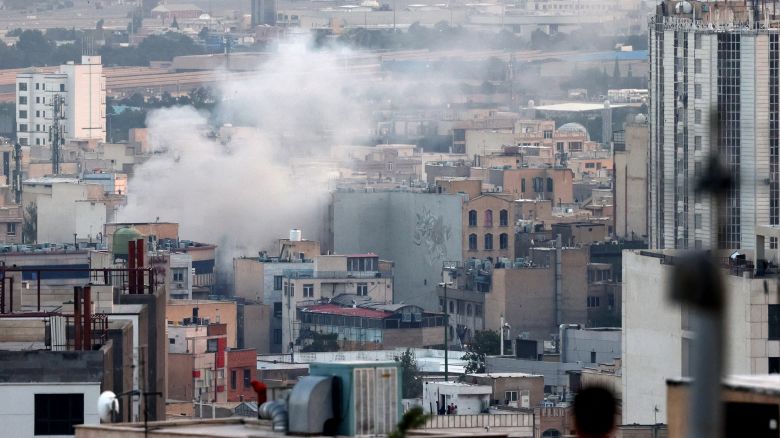 Smoke billows from an explosion in southwest Tehran on June 16, 2025.