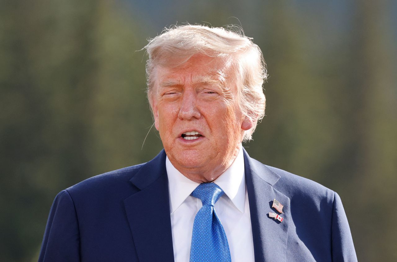 US President Donald Trump during the G7 Summit at the Kananaskis Country Golf Course in Kananaskis, Alberta, Canada on June 16, 2025.