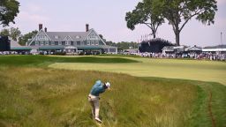Tom Kim of South Korea plays a shot on the ninth hole during the first round of the 125th US Open at Oakmont Country Club.