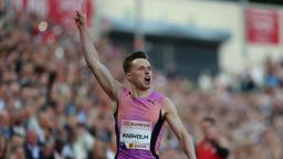 Karsten Warholm wins the 300m Hurdles Men race in a New World Record time of 32:67 during the Bislett Games, part of the 2025 Diamond League in Oslo, Norway, on June 12, 2025.