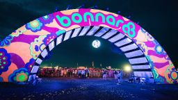 Disappointed fans seen at the Bonnaroo Arch after the Bonnaroo Music and Arts Festival 2025 is canceled due to rain on June 13, 2025 in Manchester, Tennessee.