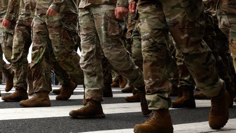 Members of the US Army participate in the 250th birthday parade on June 14, 2025 in Washington, DC. The U.S. Army is marking its 250th birthday with a military parade including roughly 6,600 troops, 150 vehicles, and over 50 aircraft. The parade, which coincides with President Donald Trump's 79th birthday, is designed to tell the history of the Army.