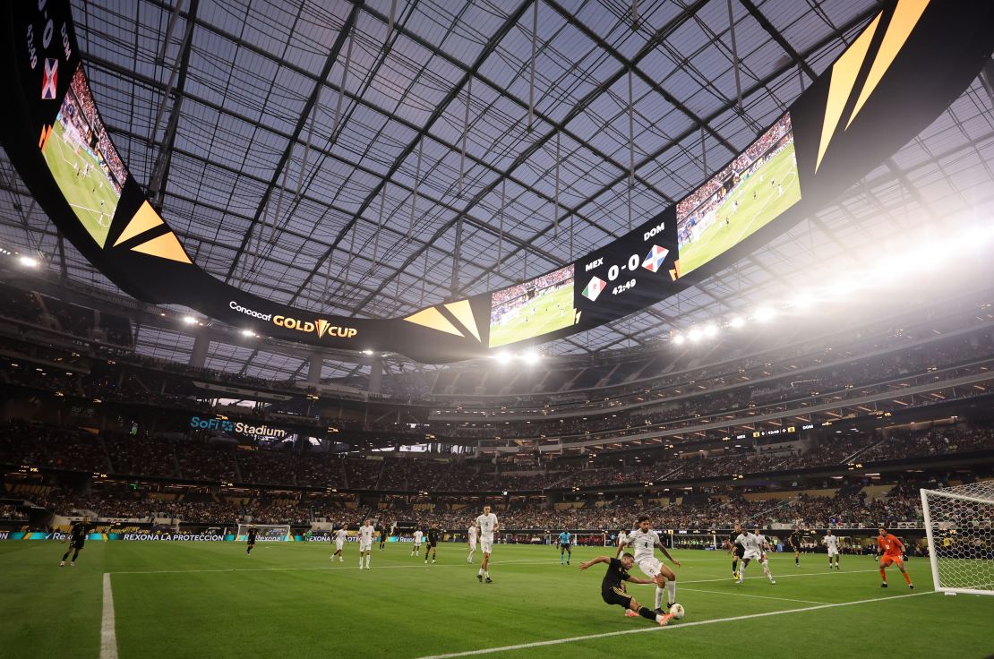 Parts of the upper deck at SoFi Stadium were left empty due to the reduced attendance.