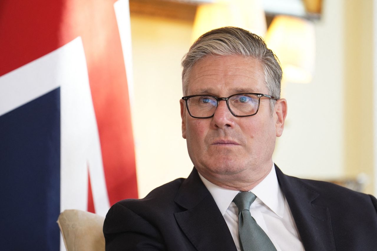 British Prime Minister Keir Starmer is seen inside 10 Downing Street in London on Thursday.