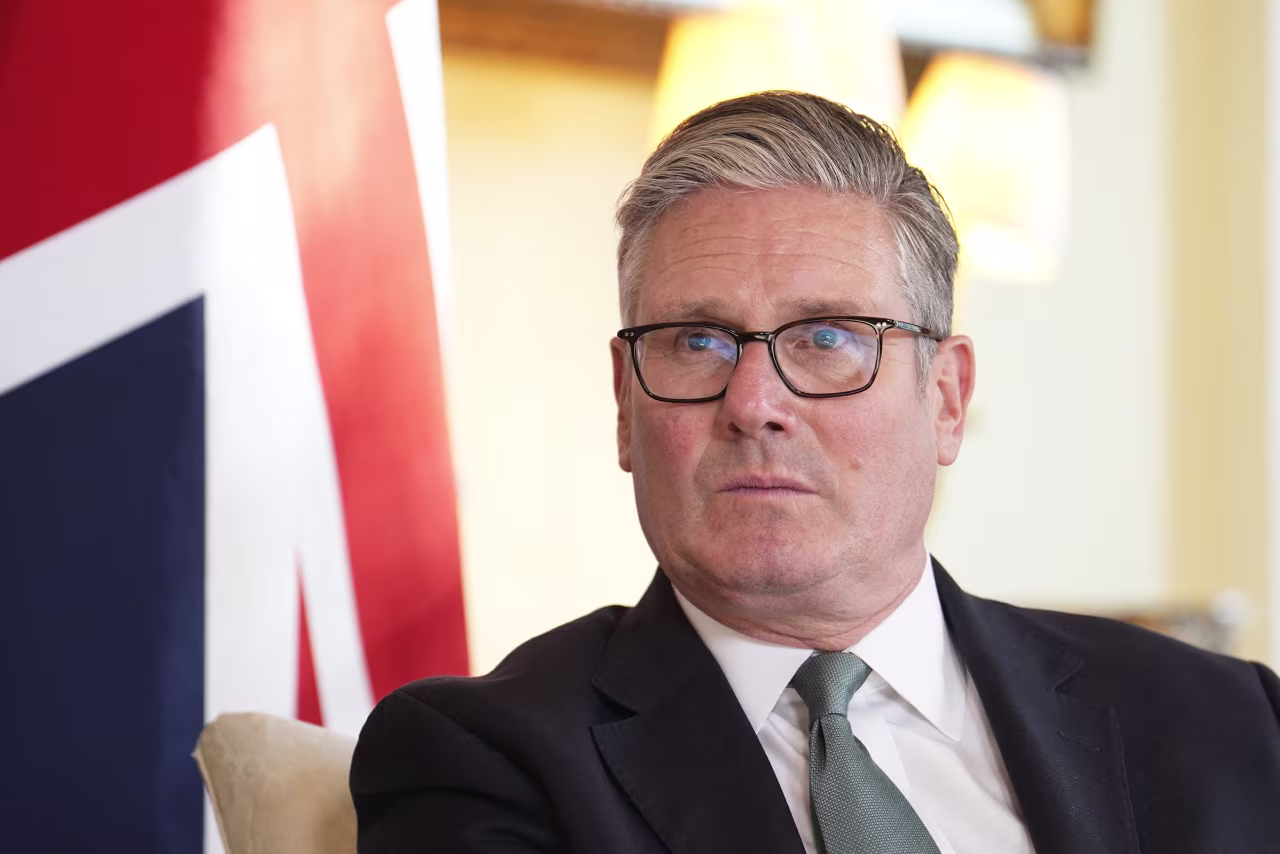 British Prime Minister Keir Starmer is seen inside 10 Downing Street in London on Thursday.
