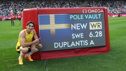 STOCKHOLM, SWEDEN - JUNE 15: Armand Duplantis of Team Sweden poses for a photo after jumping 6.28 to set a new World Record in the Men's Pole Vault Final during the BAUHAUS-galan, part of the 2025 Diamond League at Olympic Stadium on June 15, 2025 in Stockholm, Sweden. (Photo by Linnea Rheborg/Getty Images)