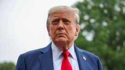 U.S. President Donald Trump stops and talks to the media before he boards Marine One on the South Lawn at the White House on June 15, 2025 in Washington, DC.