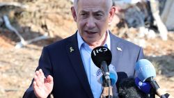 Israel's Prime Minister Benjamin Netanyahu gives a statement during a visit to the site of the Weizmann Institute of Science, which was hit by an Iranian missile barrage, in the central city of Rehovot on June 20, 2025. (Photo by Jack GUEZ / POOL / AFP) (Photo by JACK GUEZ/POOL/AFP via Getty Images)          