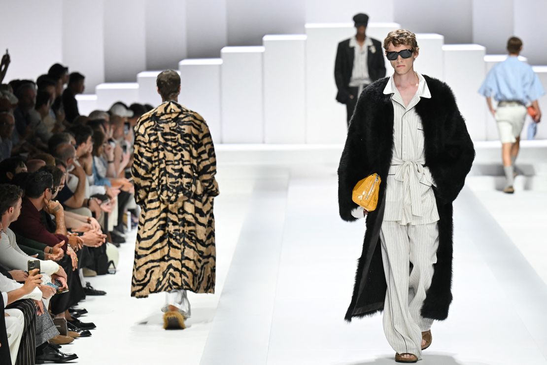 Models walked the runway in loungewear, housecoats and slippers at Dolce & Gabbana.