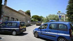 French gendarmes secure a perimeter near the site of a fatal shooting during a wedding party in Goult, in the southern French department of Vaucluse, on June 22, 2025. Masked gunmen opened fire on a wedding party, killing two, including the bride, and wounding three other attendees, as the newlyweds were leaving in the early hours of June 22. (Photo by Gabriel BOUYS / AFP) (Photo by GABRIEL BOUYS/AFP via Getty Images)          