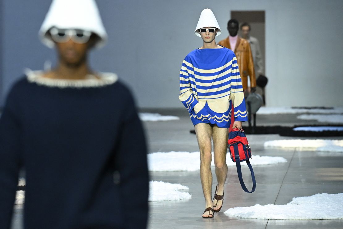 There was a softness at play during the Prada men's show. “Basically, the opposite of aggression, power, nastiness, which seems to not interest me right now,” said Miuccia Prada backstage.