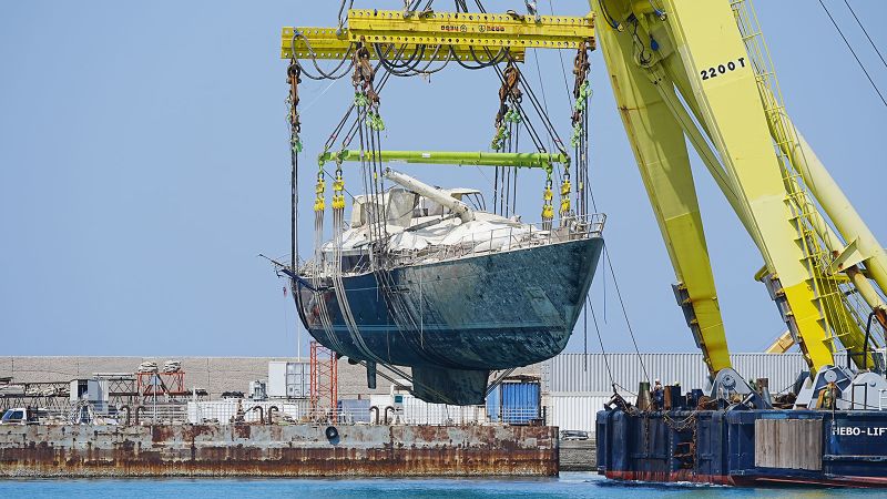 Recovered Bayesian superyacht transferred to Sicilian port after being raised from seabed
