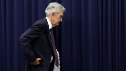 Federal Reserve Chair Jerome Powell leaves after holding a news conference on June 18 in Washington, DC.