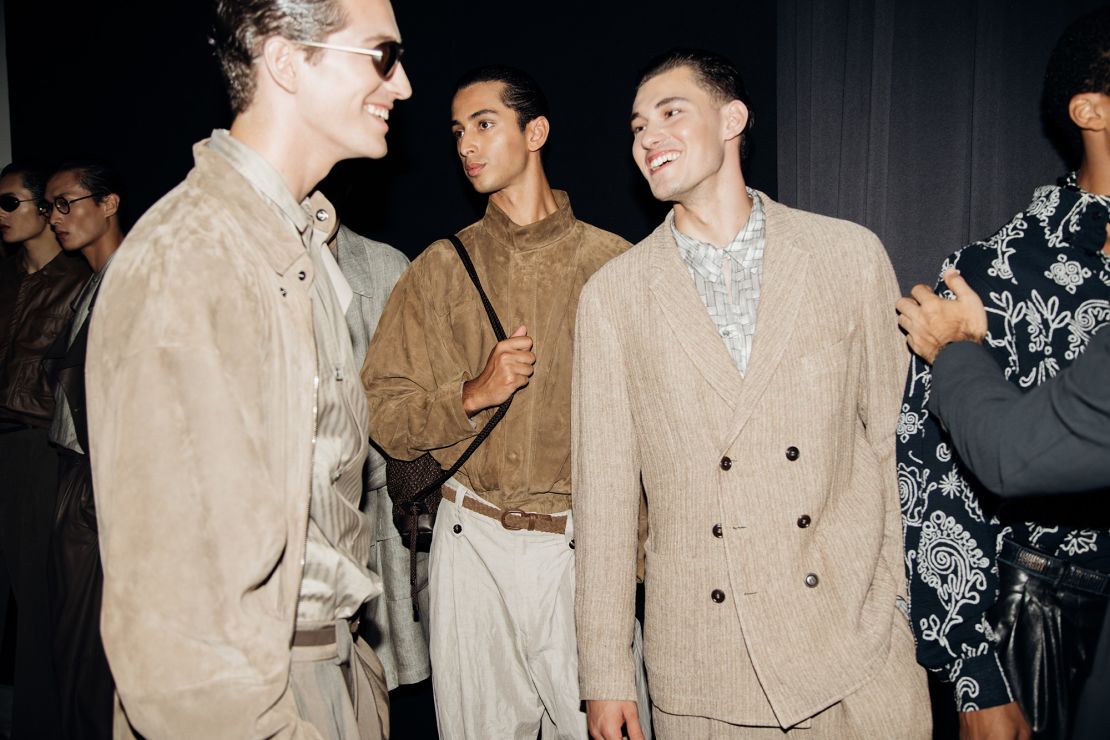 Backstage at Giorgio Armani.