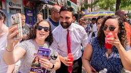 Zohran Mamdani greets supporters during a campaign event in New York, US, on Monday, June 23, 2025.
