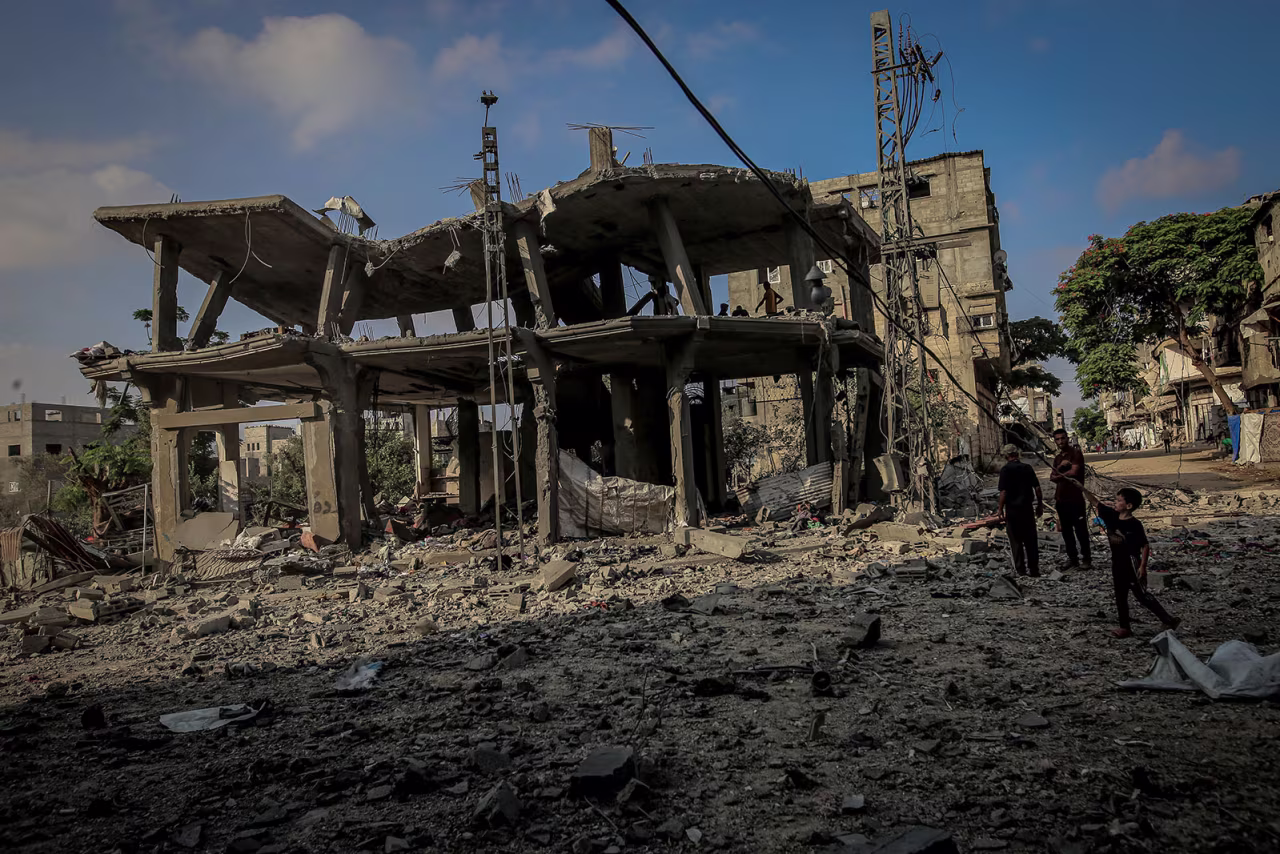 A general view of the destruction after an Israeli airstrike in the Es-Sabra neighborhood of Gaza City, Gaza, on Tuesday.