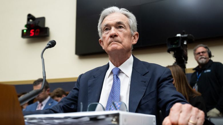 Federal Reserve Chair Jerome Powell testifies during a House Financial Services Committee hearing in Washington, DC. on June 24.