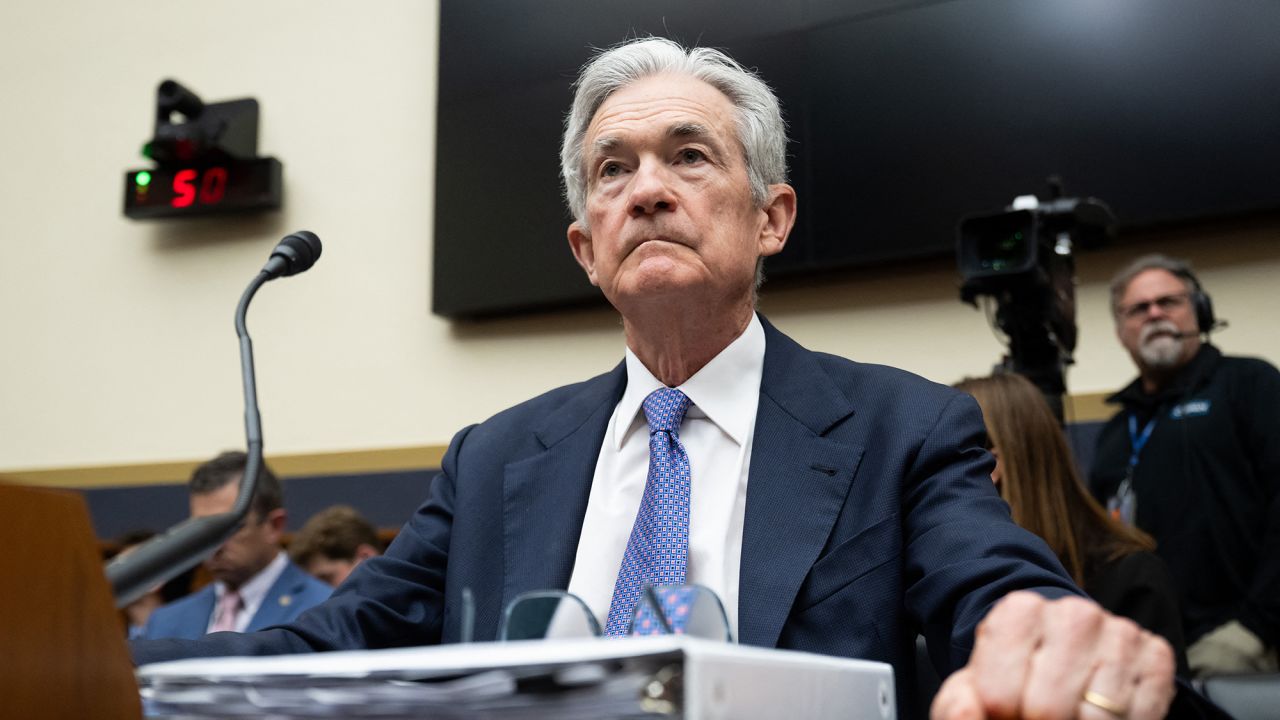 Federal Reserve Chair Jerome Powell testifies during a House Financial Services Committee hearing in Washington, DC. on June 24.