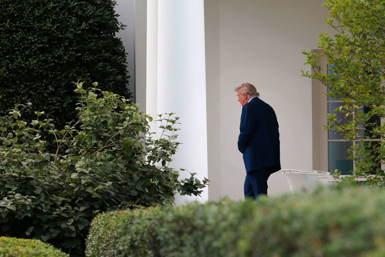 President Donald Trump walks out of the Oval Office before boarding Marine One on the South Lawn of the White House on June 20 in Washington, DC.