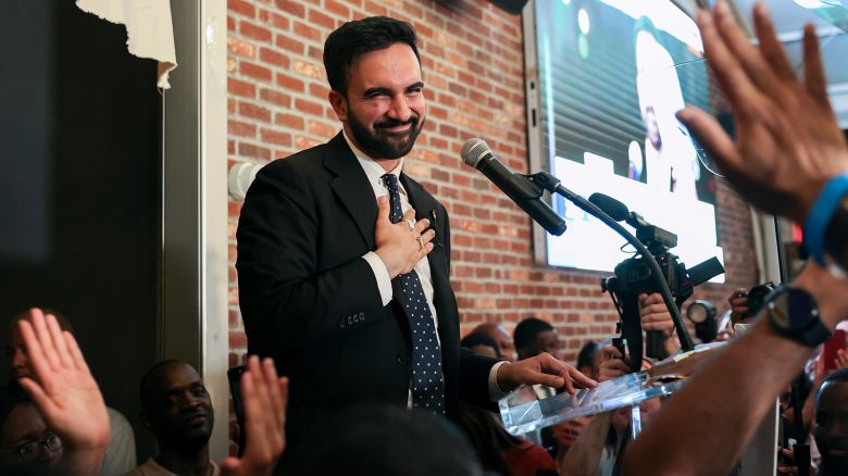 Zohran Mamdani, New York City mayoral candidate, during an election night event in New York, US, early on Wednesday, June 25, 2025.